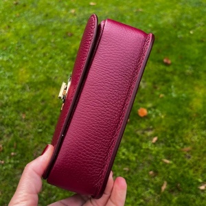 Leather Gold Tone Bag - Burgundy